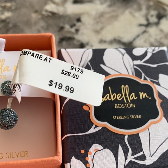 NWT Isabella M. Boston Sterling Silver CZ baby blue drop earrings pierced ears - Picture 3 of 4